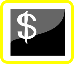 Vektor-Cliparts Geld Piktogramm mit gelber Rahmen