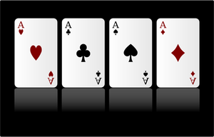 Vector image of four ace playing cards on black background