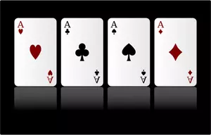 Vector afbeelding van vier ace speelkaarten op zwarte achtergrond