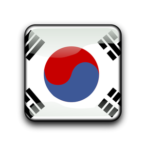 Botón web y bandera de Corea del sur