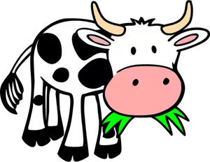 Cómic vaca comiendo pasto vector de imagen