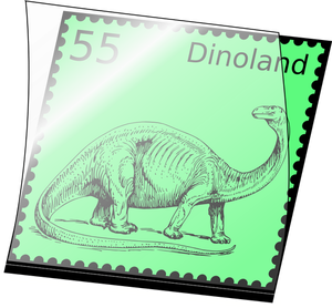 Vector de la imagen de la estampilla de dinosaurio montado en un soporte sello abierto