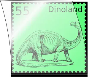 Illustration vectorielle de timbre postal dinosaure dans une monture de timbre ouvert