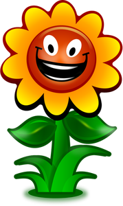 Vector de la imagen de flor juego carácter sonriendo