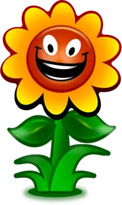 Immagine vettoriale di fiore gioco carattere sorridente