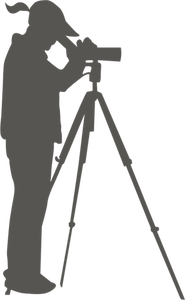 A woman looking through a spotting scope vector clip art