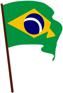 Flag of Brazil on pole vector drawing