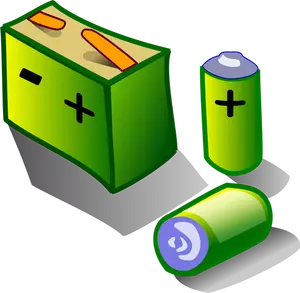 Illustrasjon av batterier og akkumulator