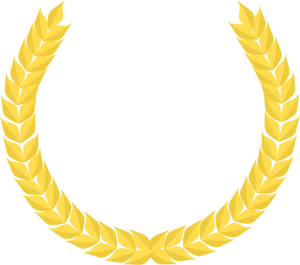 Vetor desenho da coroa de louros com trigo dourado