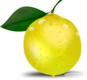Photorealistic lemon with a leaf vector illustration