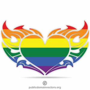Płonące serce z flagą LGBT
