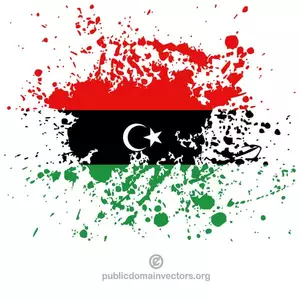 Libyan flag in paint stroke