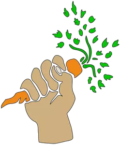 Kädessä piteleminen porkkanavektori piirustus