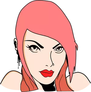 Dibujo de señora con el cabello rosada vectorial
