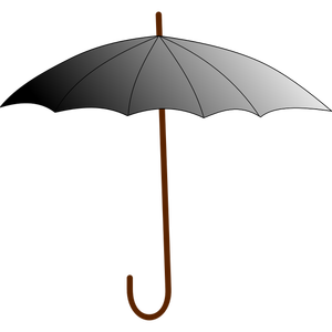 Grayscale umbrella with brown stick vector graphics