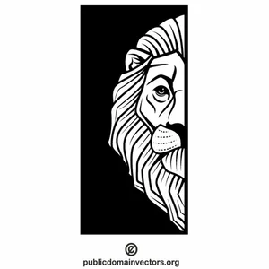 Tête de lion silhouette monochrome
