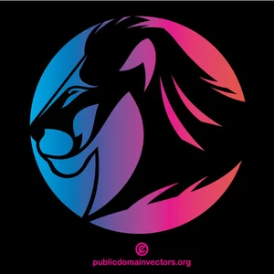 Lion farge silhuett svart bakgrunn