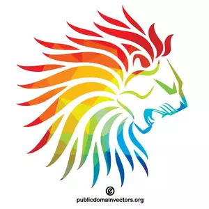 Colorful silhouette of a lion