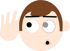Vector image of man cupping his hand to hear better