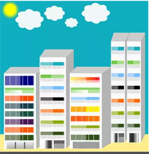 Simple city skyscrapers vector drawing