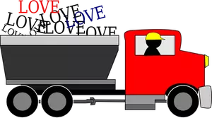 Immagine vettoriale del camion di consegna di amore