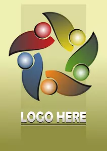 Vektor seni klip ide logo berwarna pastel