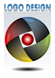 Vector image of red, yellow, green and blue round logo idea
