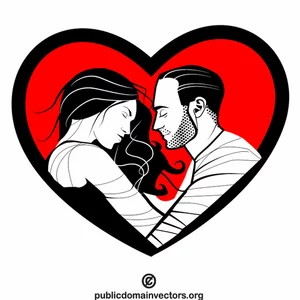 Man and woman in love clip art