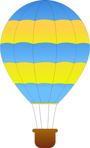 Gambar vektor balon udara panas garis horizontal hijau dan biru