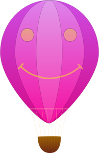 Vertical pink stripes hot air balloon vector clip art
