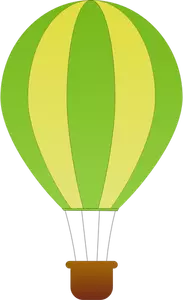 Verticale groene en gele strepen hete lucht ballon vector tekening