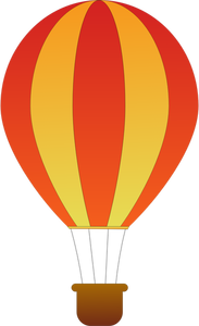 Garis vertikal merah dan kuning ilustrasi vektor balon udara panas