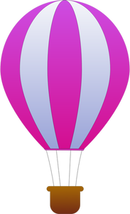 Verticale roze en grijze strepen hete lucht ballon vector afbeelding