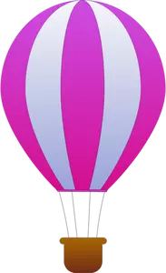 Vertical pink and gray stripes hot air balloon vector image