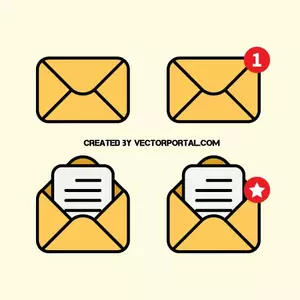Ícones de correio amarelo em formato vetorial