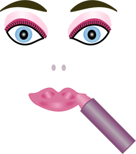 Ilustración vectorial de cara de la mujer y el lipstputtick