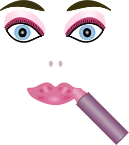 Ilustração em vetor de rosto de mulher e lipstputtick