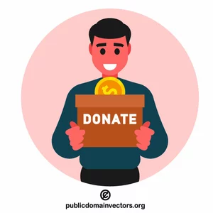 Man holding donate box