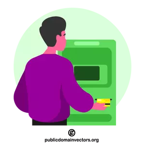 Man using bank ATM
