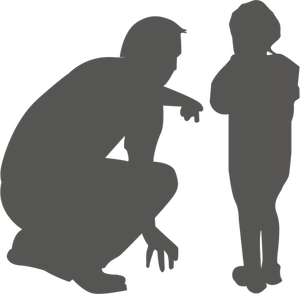 Vector drawing of a man talking to a child