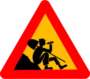 Vector clip art of man at work warning sign
