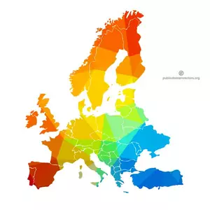 Värillinen Euroopan kartta
