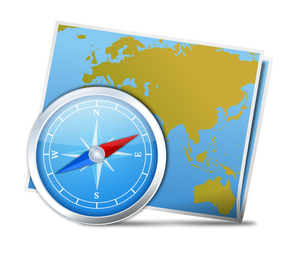 Map and compass vector image