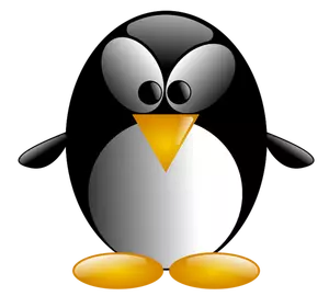 Illustrazione del pinguino del fumetto con i grandi occhi