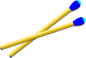 Wooden matches with blue tip vector drawing