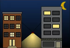 Vector graphics of city street with lights