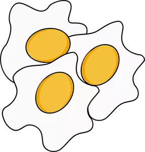 Vector afbeelding van drie eieren zonnige kant naar boven