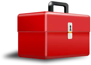Image clipart vectoriel d'une boîte à outils métallique rouge de 3D