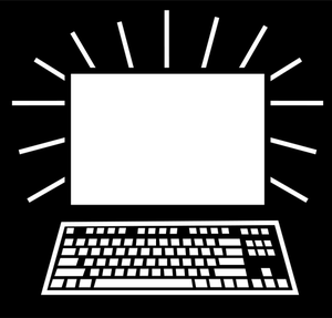 Blanco y negro ordenador icono vector de la imagen