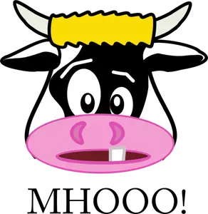 Vektor Klipart růžovým nosem krávy hlavy
